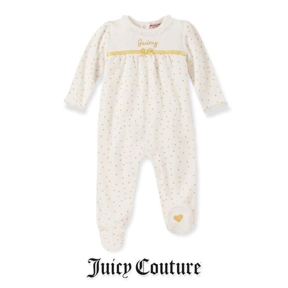 JUICY COUTURE | Ecru/Gold | VELOUR FOOTIE - Picture 1 of 6